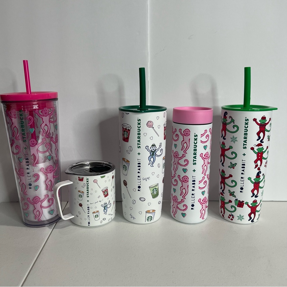 NEW Starbucks Roller Rabbit Full Complete Set Of 5 2025 Holidays Limited Edition - Picture 1 of 16